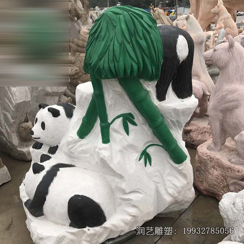 游乐场熊猫动物石雕 游乐场熊猫动物石雕