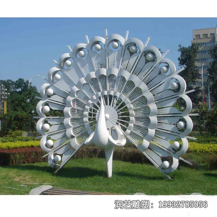 广场不锈钢孔雀雕塑 广场不锈钢孔雀雕塑