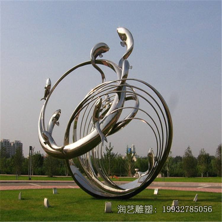 城市不锈钢鲤鱼跃龙门景观雕塑 城市不锈钢鲤鱼跃龙门景观雕塑