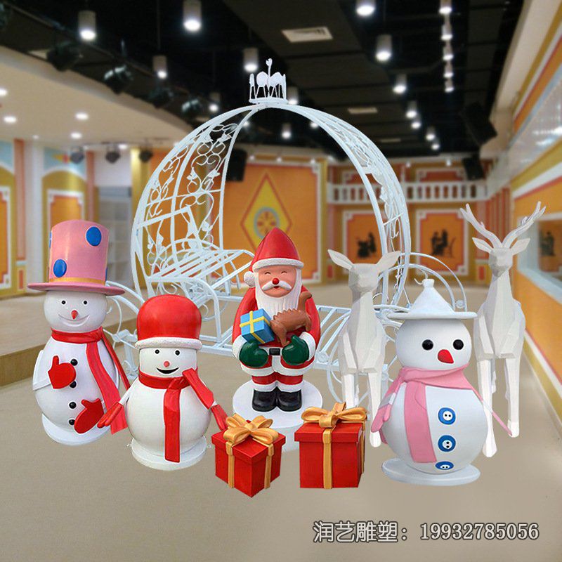 广场玻璃钢雪人卡通雕塑 广场玻璃钢雪人卡通雕塑