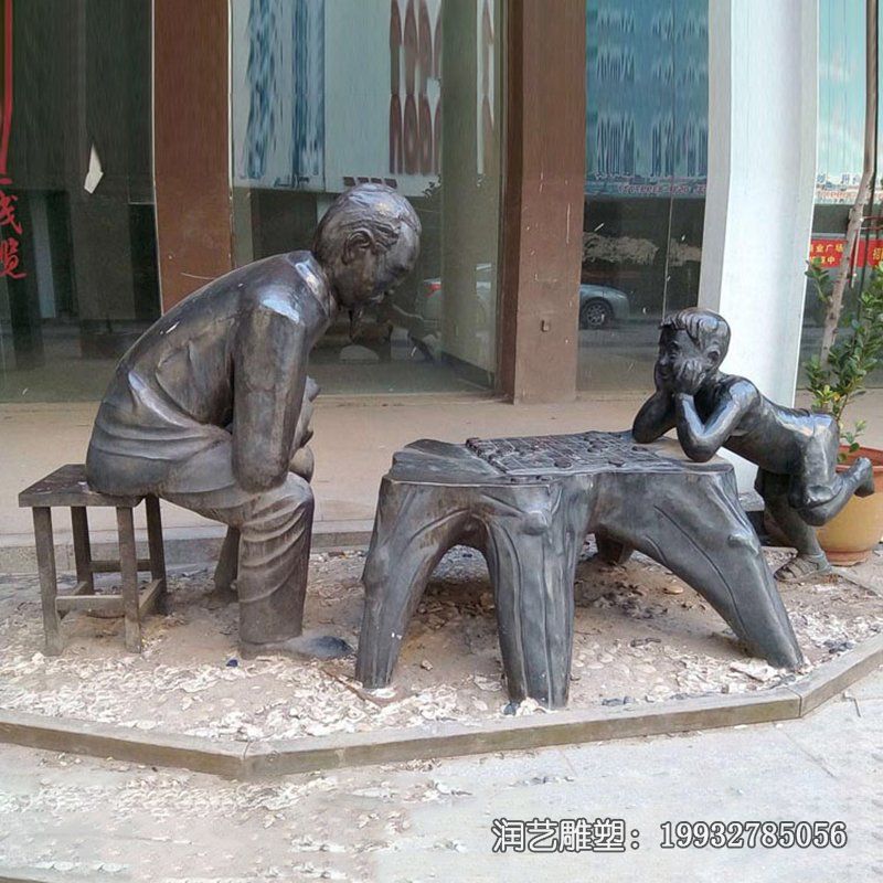 商场下棋人物铜雕 商场下棋人物铜雕