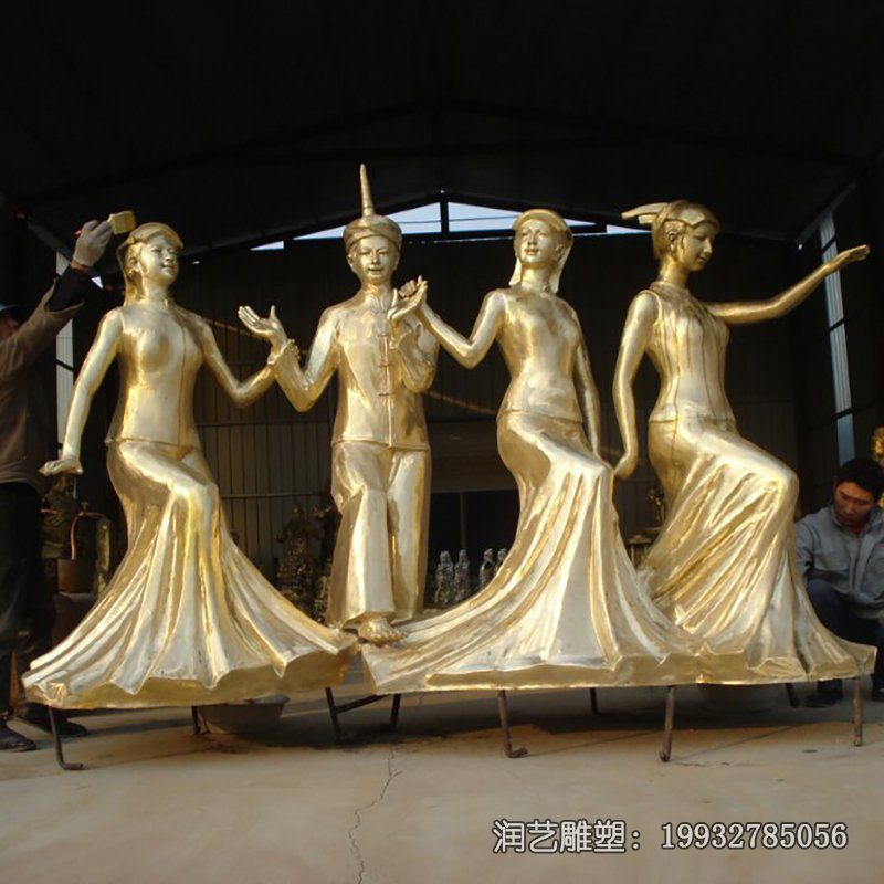 草坪少数民族人物铜雕 草坪少数民族人物铜雕