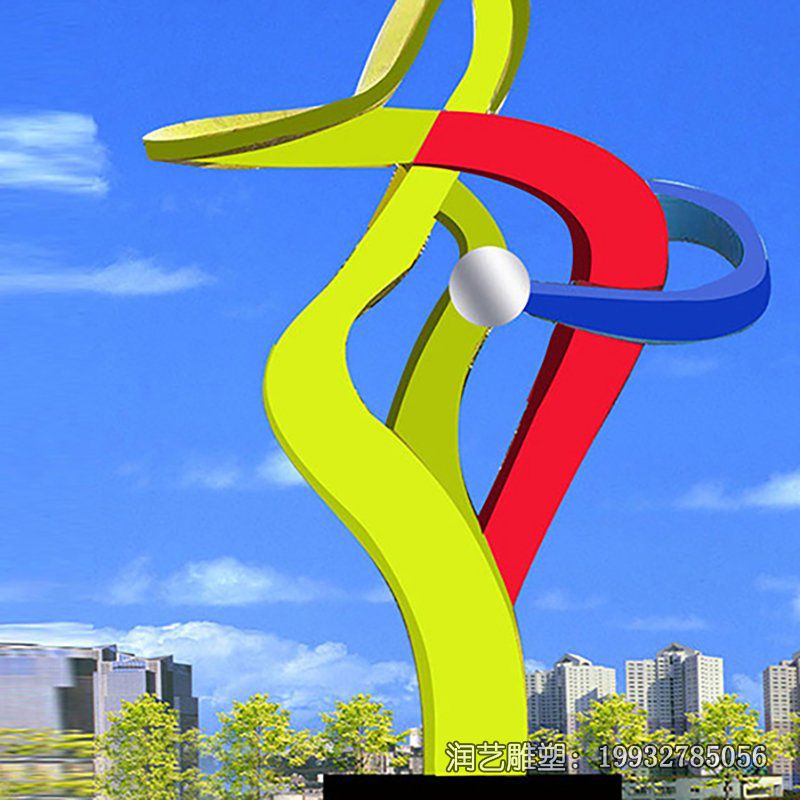 城市不锈钢彩带景观雕塑 城市不锈钢彩带景观雕塑