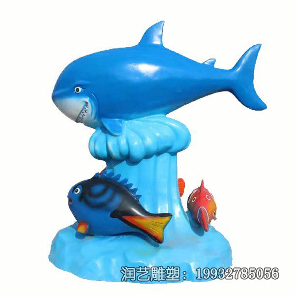 城市玻璃钢鲨鱼动物雕塑 城市玻璃钢鲨鱼动物雕塑
