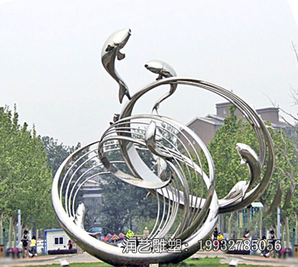 公园不锈钢鲤鱼跃龙门景观雕塑 公园不锈钢鲤鱼跃龙门景观雕塑