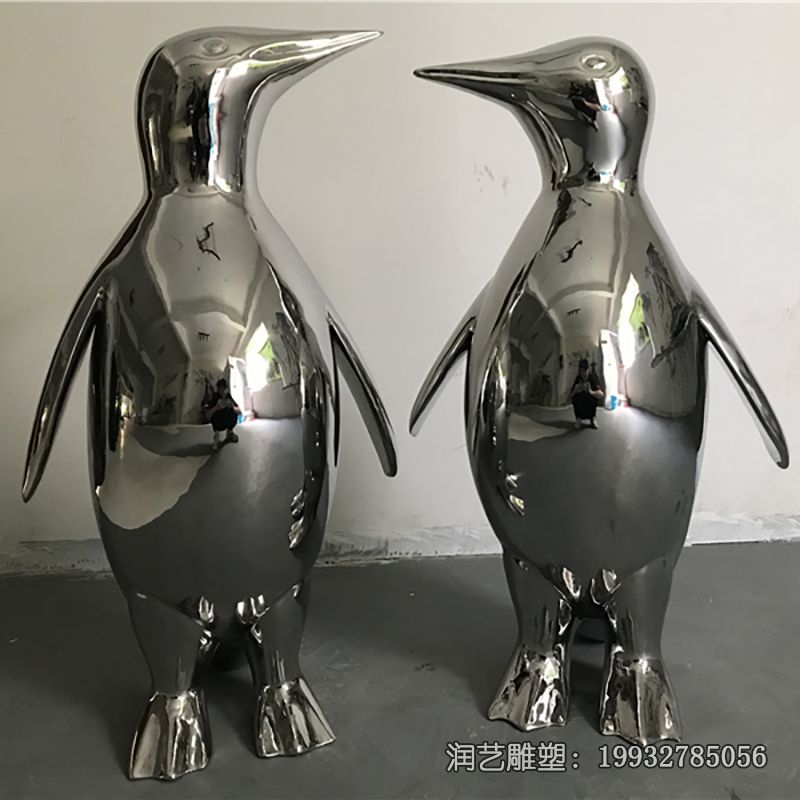 小区不锈钢企鹅动物雕塑 小区不锈钢企鹅动物雕塑