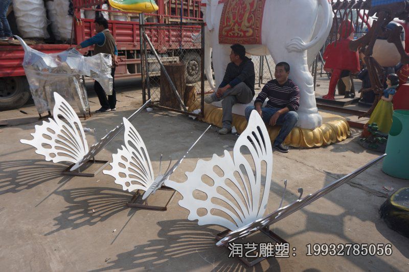 商业街不锈钢蝴蝶动物雕塑 商业街不锈钢蝴蝶动物雕塑