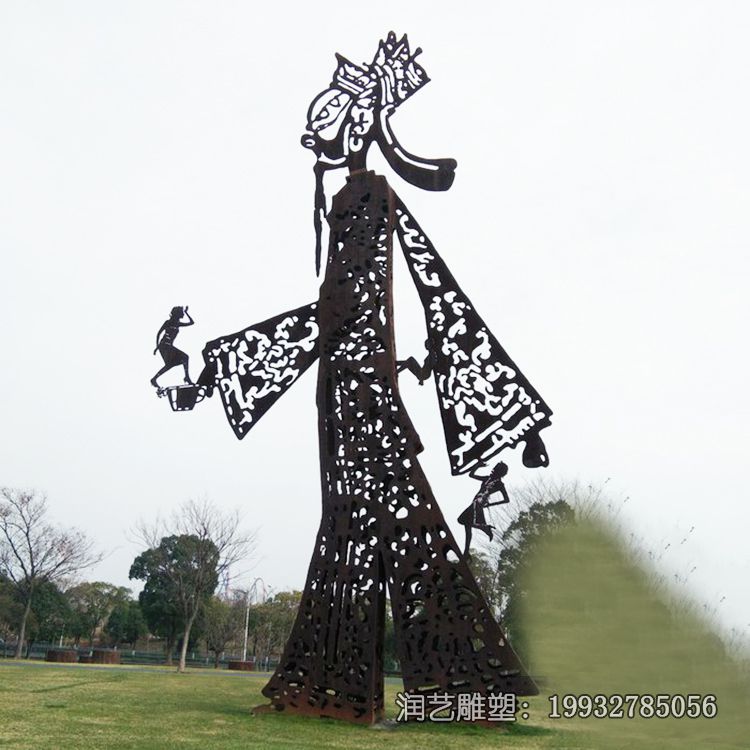 草坪不锈钢皮影戏景观雕塑 草坪不锈钢皮影戏景观雕塑