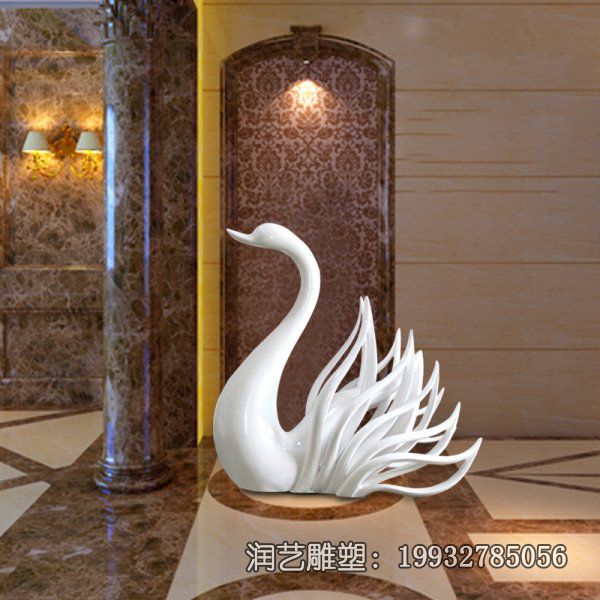 公园玻璃钢天鹅动物雕塑 公园玻璃钢天鹅动物雕塑