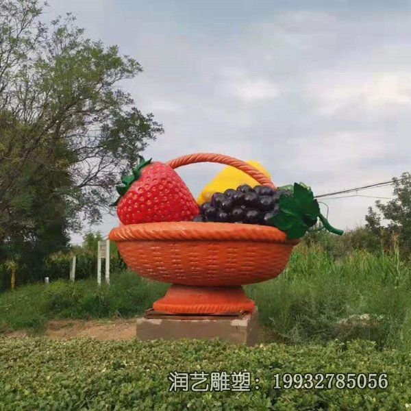 酒店玻璃钢果篮景观雕塑 酒店玻璃钢果篮景观雕塑