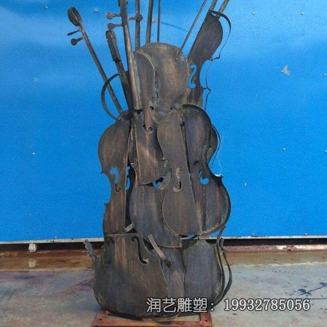 商业街大提琴景观铜雕 商业街大提琴景观铜雕
