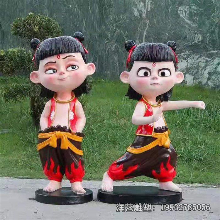 游乐场玻璃钢哪吒卡通雕塑 游乐场玻璃钢哪吒卡通雕塑