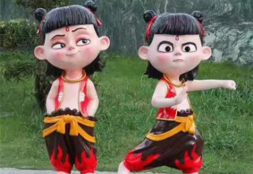 游乐场玻璃钢哪吒卡通雕塑