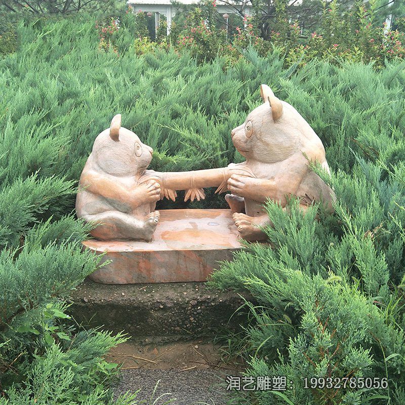 小区熊猫动物石雕 小区熊猫动物石雕