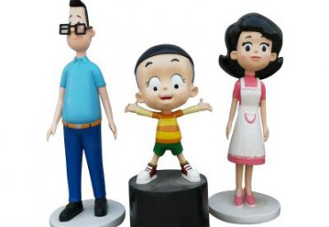 公园玻璃钢大头儿子一家人雕塑