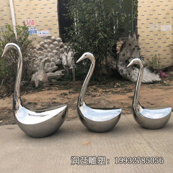 商业街不锈钢天鹅雕塑 商业街不锈钢天鹅雕塑