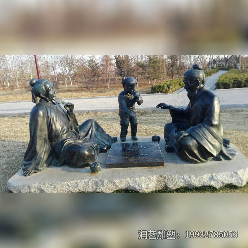 街道下棋人物铜雕 街道下棋人物铜雕