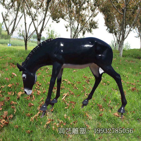 草坪玻璃钢动物驴雕塑 草坪玻璃钢动物驴雕塑