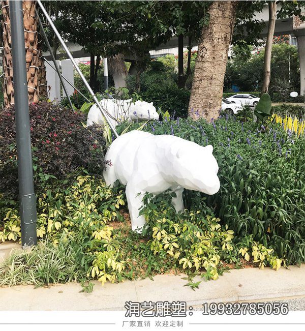 公寓玻璃钢北极熊雕塑 公寓玻璃钢北极熊雕塑