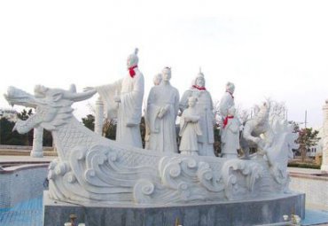 酒店八仙过海人物石雕