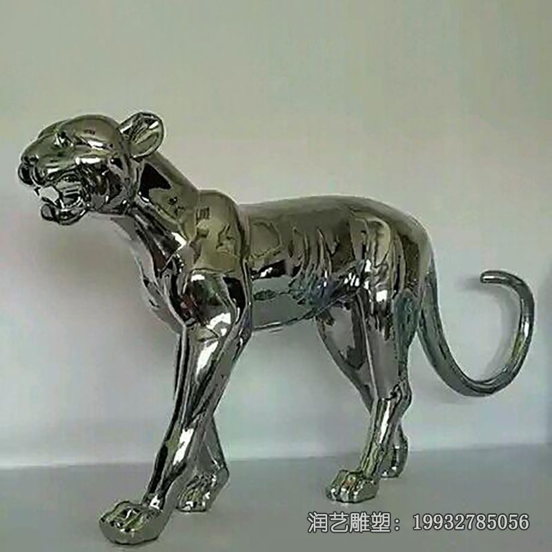 小区不锈钢动物豹雕塑 小区不锈钢动物豹雕塑