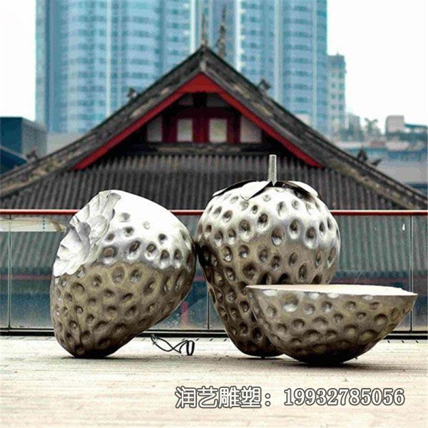 商场不锈钢草莓景观雕塑 商场不锈钢草莓景观雕塑