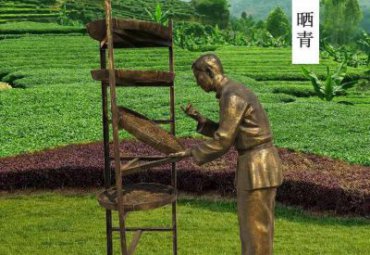 小区人物茶文化铜雕