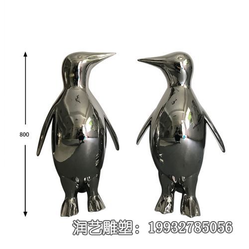 草坪不锈钢企鹅雕塑 草坪不锈钢企鹅雕塑