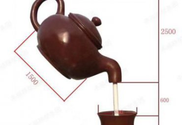商业街玻璃钢茶壶雕塑