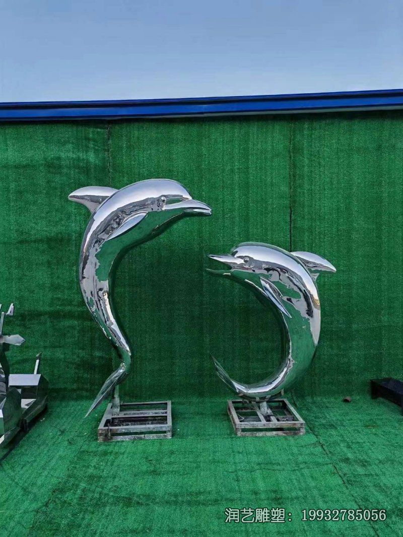 企业不锈钢海豚动物雕塑 企业不锈钢海豚动物雕塑
