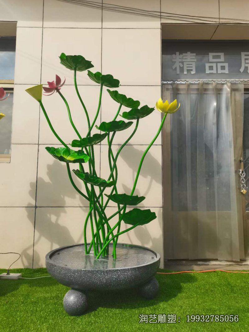 商业街不锈钢荷花景观雕塑 商业街不锈钢荷花景观雕塑