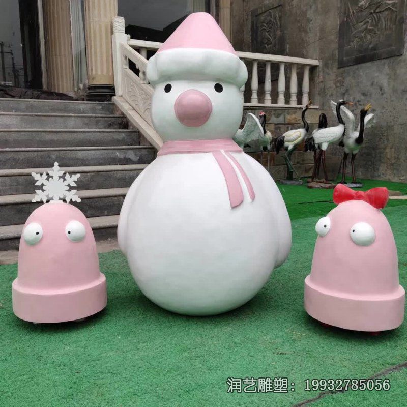 商场玻璃钢雪人雕塑 商场玻璃钢雪人雕塑