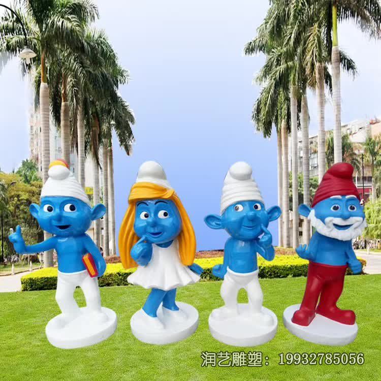 商场玻璃钢蓝精灵雕塑 商场玻璃钢蓝精灵雕塑