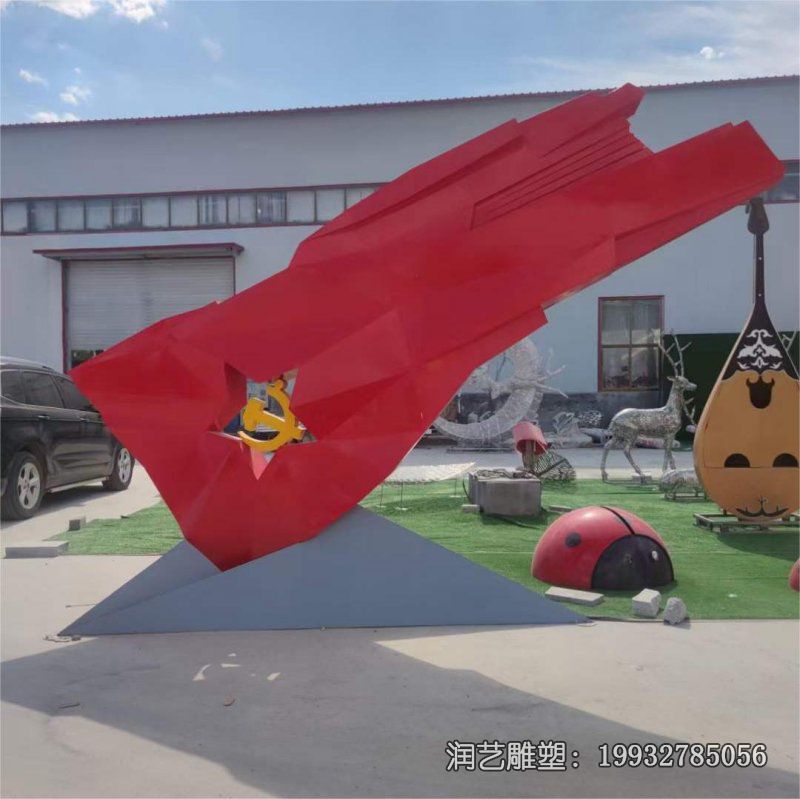 城市不锈钢旗帜景观雕塑 城市不锈钢旗帜景观雕塑