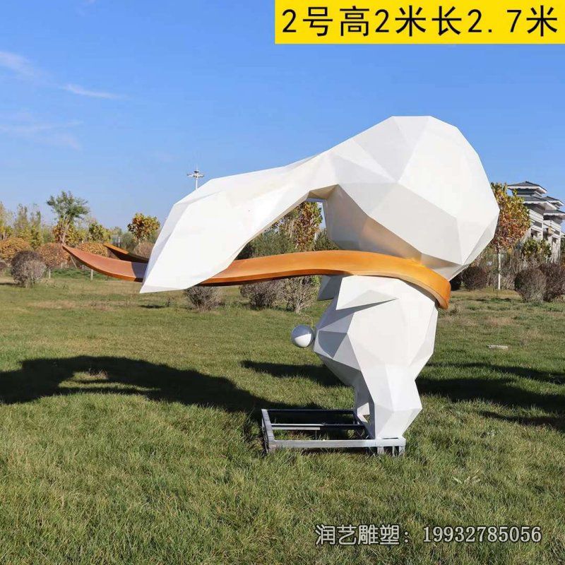 草坪不锈钢兔子动物雕塑 草坪不锈钢兔子动物雕塑