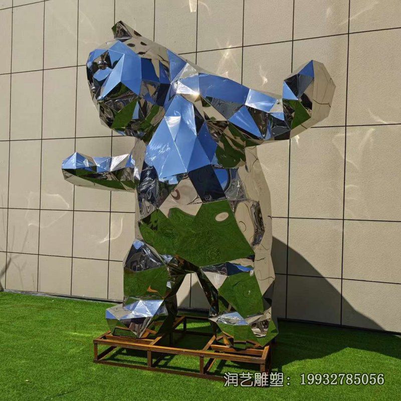 小区不锈钢熊动物雕塑 小区不锈钢熊动物雕塑