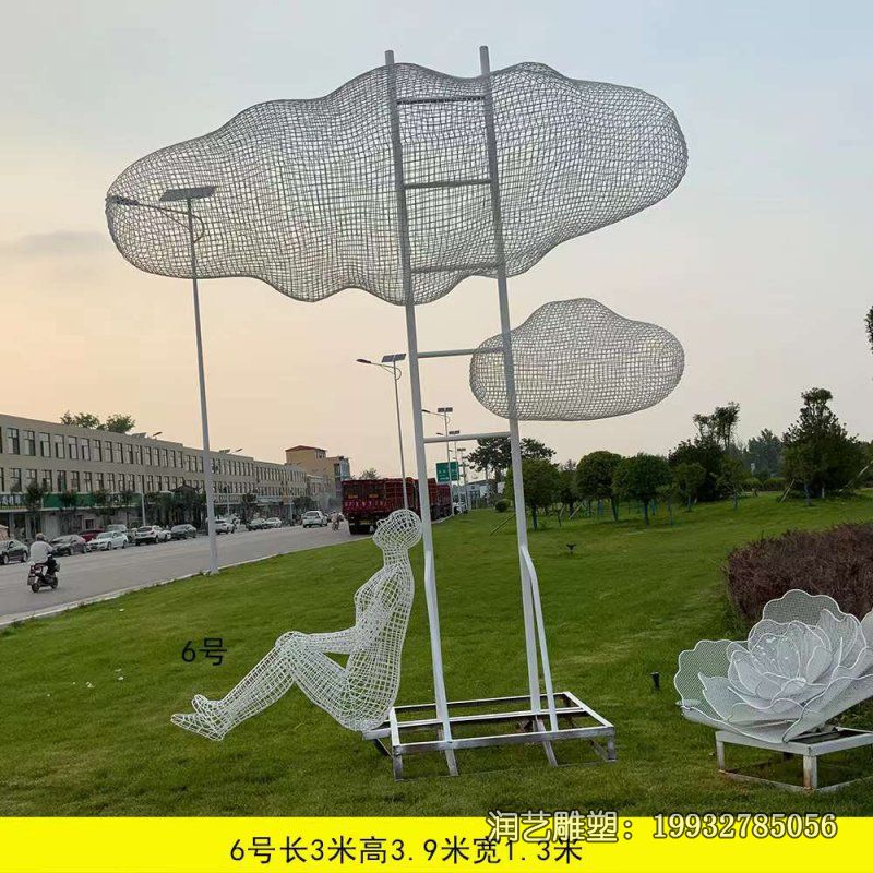 草坪不锈钢云朵景观雕塑 草坪不锈钢云朵景观雕塑
