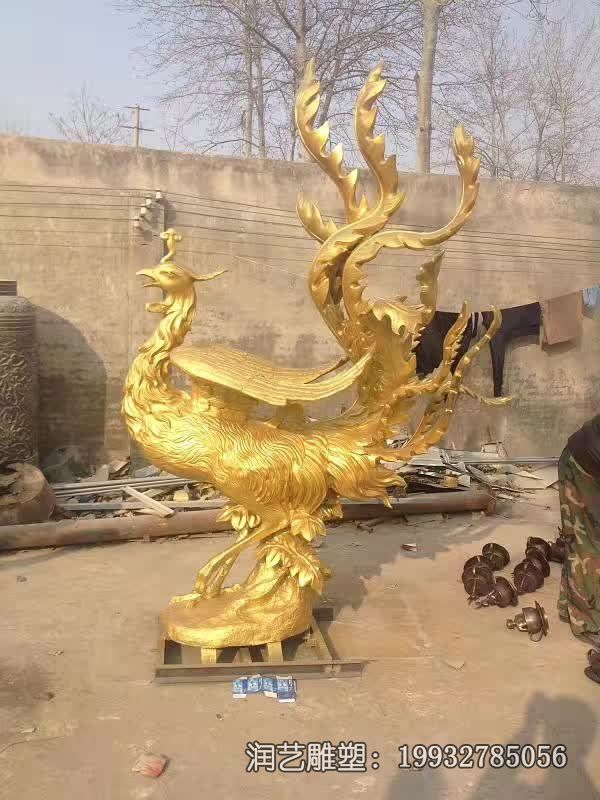 草坪凤凰动物铜雕 草坪凤凰动物铜雕