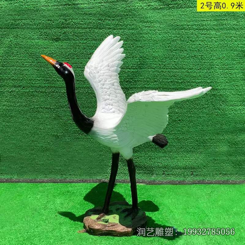 草坪玻璃钢仙鹤动物雕塑 草坪玻璃钢仙鹤动物雕塑