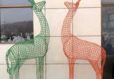 园林不锈钢长颈鹿动物雕塑