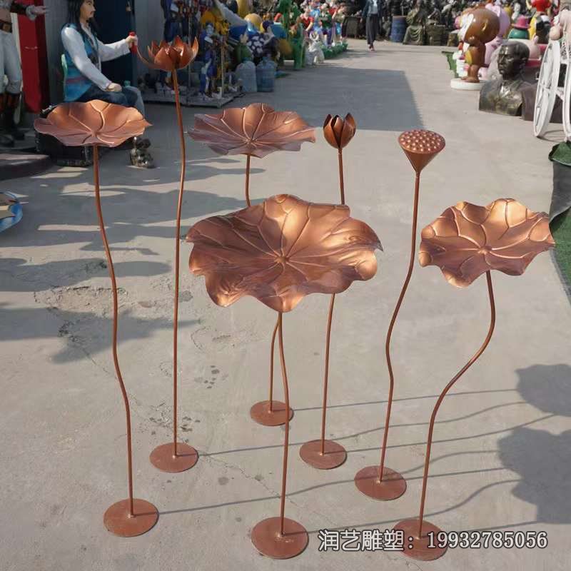花园景观荷花铜雕 花园景观荷花铜雕