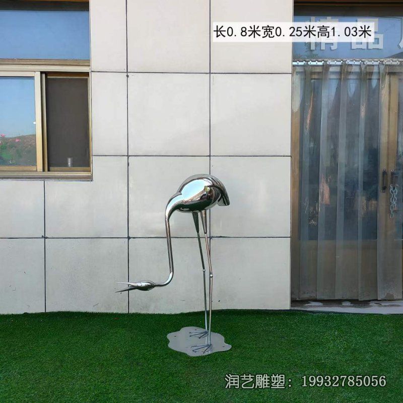 游乐场不锈钢火烈鸟雕塑 游乐场不锈钢火烈鸟雕塑