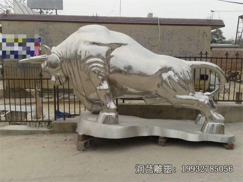 庭院不锈钢牛雕塑 庭院不锈钢牛雕塑