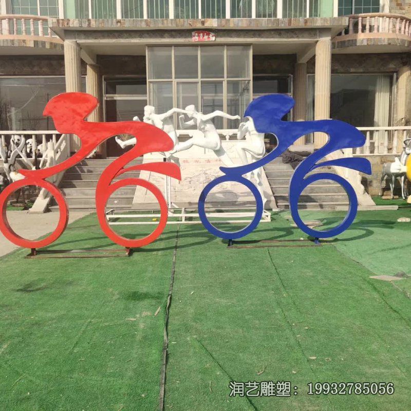 公园不锈钢骑车雕塑 公园不锈钢骑车雕塑