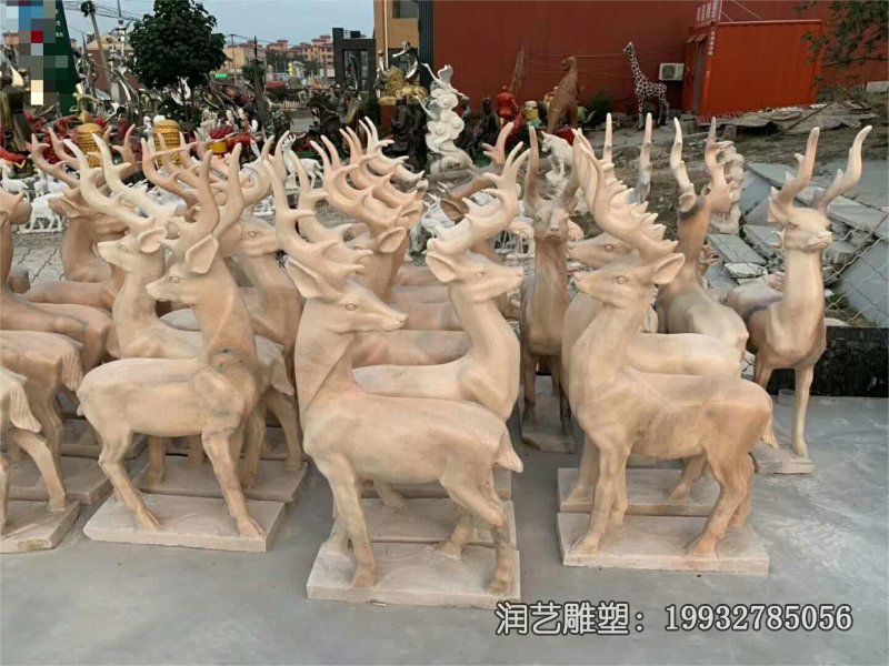 城市动物鹿石雕 城市动物鹿石雕