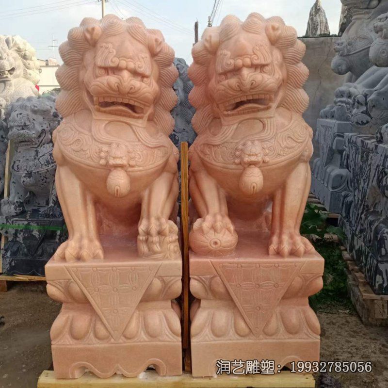 小区动物狮子石雕 小区动物狮子石雕