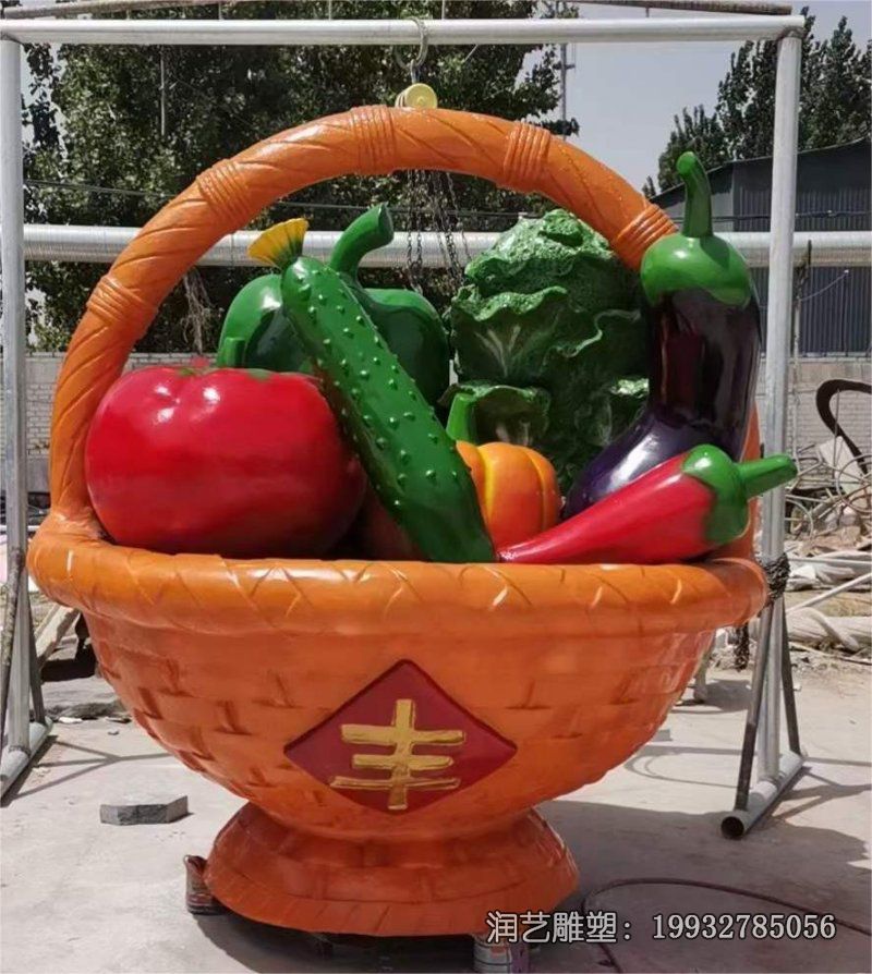 公司玻璃钢果篮雕塑 公司玻璃钢果篮雕塑