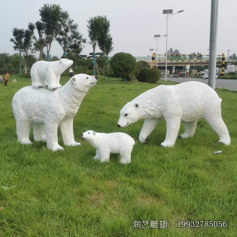 景区玻璃钢北极熊雕塑 景区玻璃钢北极熊雕塑