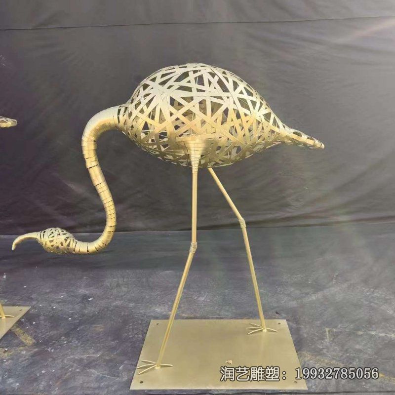 草坪不锈钢火烈鸟雕塑 草坪不锈钢火烈鸟雕塑