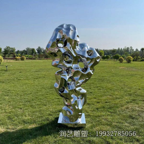 不锈钢太湖石景观草坪雕塑 不锈钢太湖石景观草坪雕塑